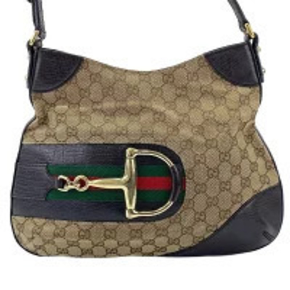 Gucci Canvas Sherry Shoulder Bag Brown
